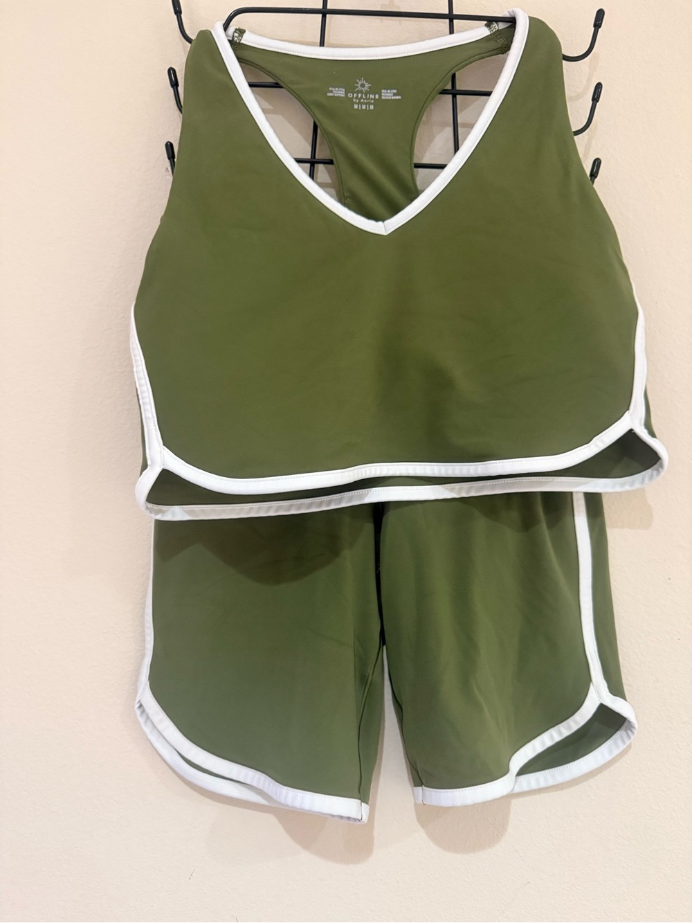 Offline by Aerie Olive Green Active Set Top Size Medium / Shorts Size Small